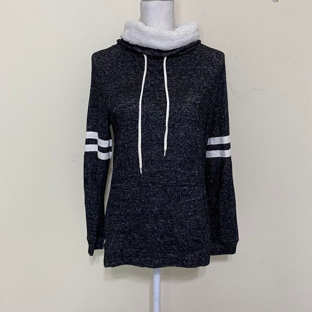 Ambiance Fleece Lined Pullover Sweater with Front‎ Pocket - MEDIUM - Gray NEW